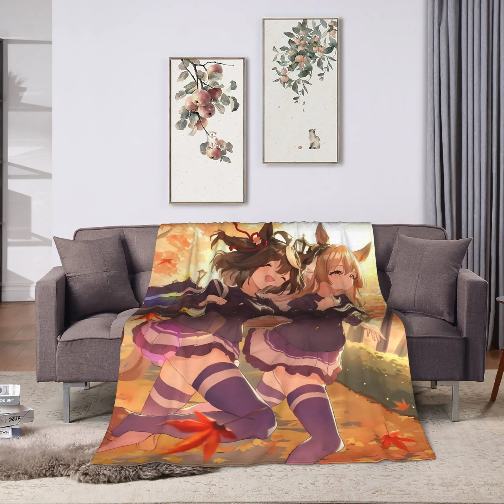 Uma Musume Pretty Derby Anime Blanket  Soft Warm Pattern Plush Throw Blanket For Couch Chair Camping Flannel Bedspread Bed Cover