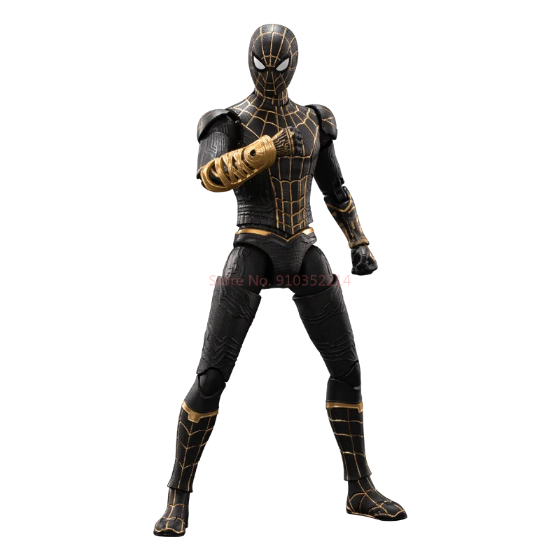 Figura de acción de Spider Man de Marvel, Spider-Man, oro negro, 7 pulgadas, 1:10: figura de la serie No Way Home, adorno de escritorio, regalo del Festival
