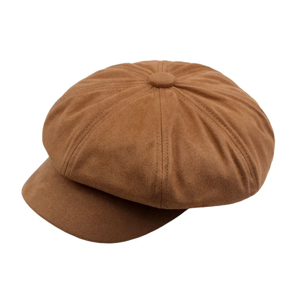 Dames Solide Schattige Suède Ivy Krantenjongen Cabbie Gatsby Baret Hoed Cap Voor Vrouwen Schilder Kunstenaar Petten Hoeden