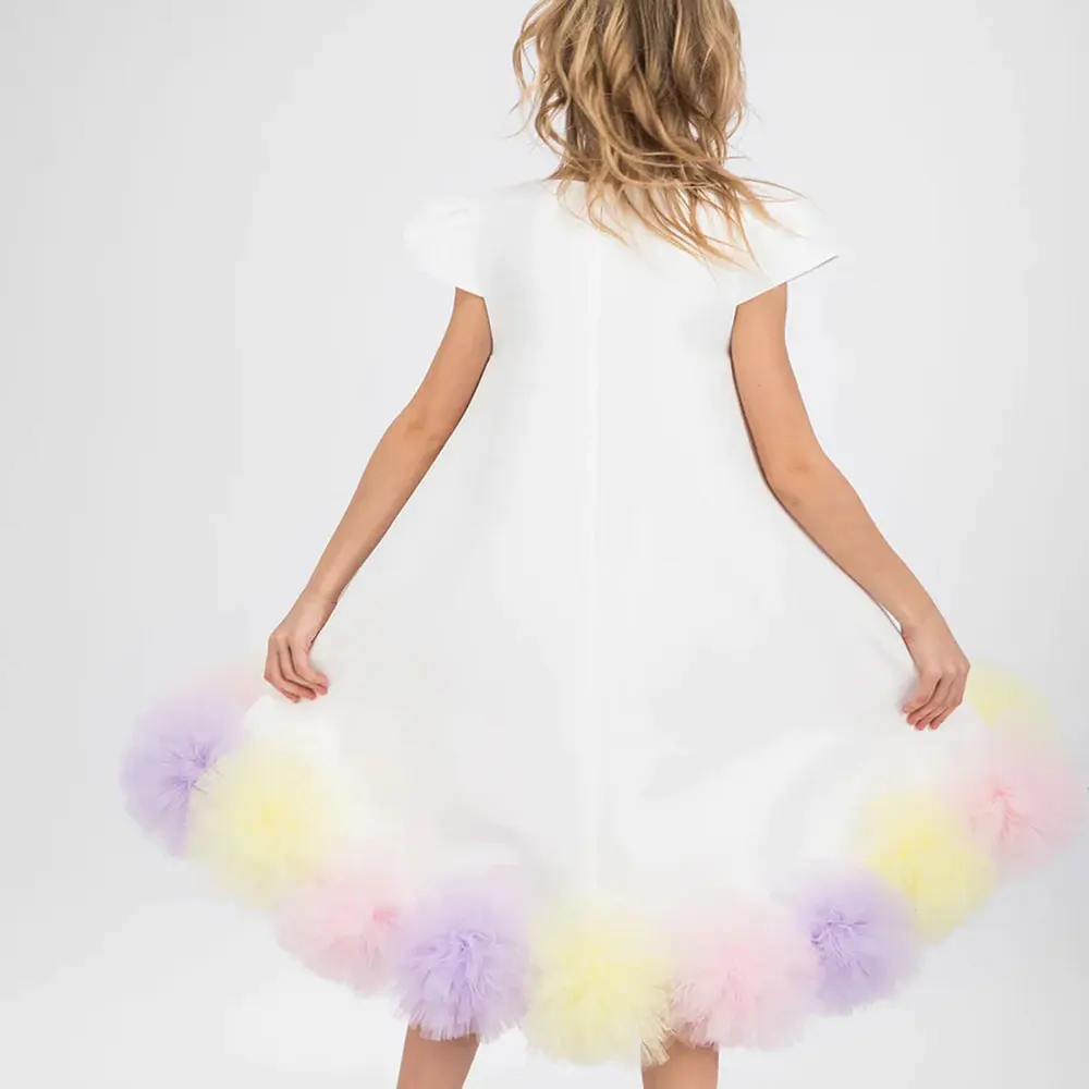 Jill Wish-Robe blanche élégante pour filles, vêtements de princesse pour enfants, fleurs de Dubaï, mariage, anniversaire, fête de vacances, enfants, 2024, J234