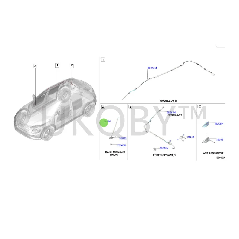 28220-3VU0A  Suitable for Ni ss an Qa sh qa i Roof antenna, radio antenna, antenna core