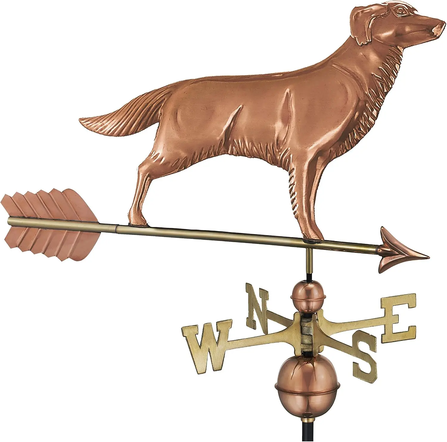 Polished Copper Retriever Weathervane Arrow