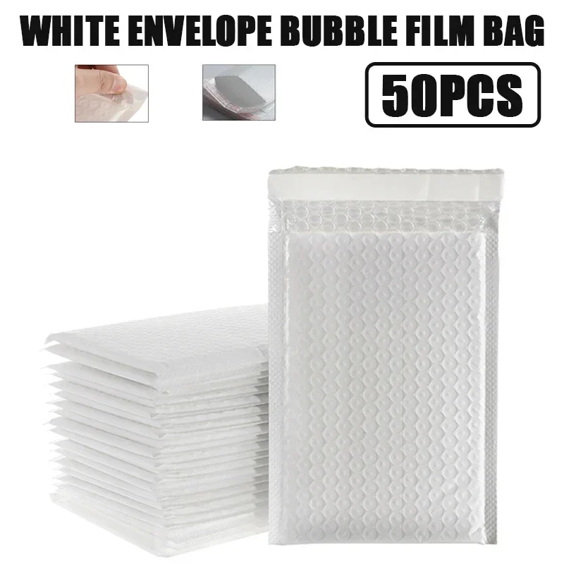 Bolsa de sobre de burbujas con película de perlas, 50 piezas, impermeable, acolchada, para correo, autosellado, embalaje de envío, Mailers Buble, bolsa de negocios