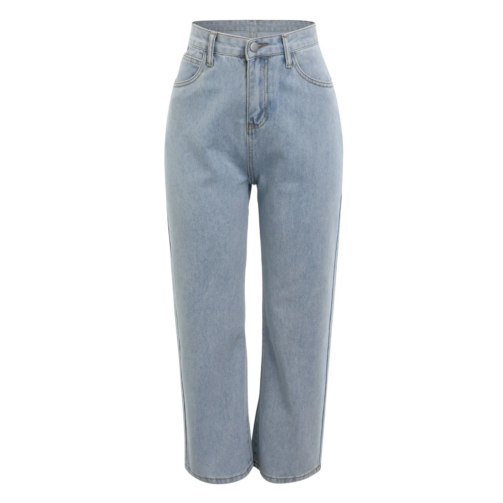 Jean à Jambes Droites Taille Haute pour Femme, Pantalon en Denim, Style Vintage Simple, Décontracté, en Coton, Streetwear, Nouvelle Collection 2024