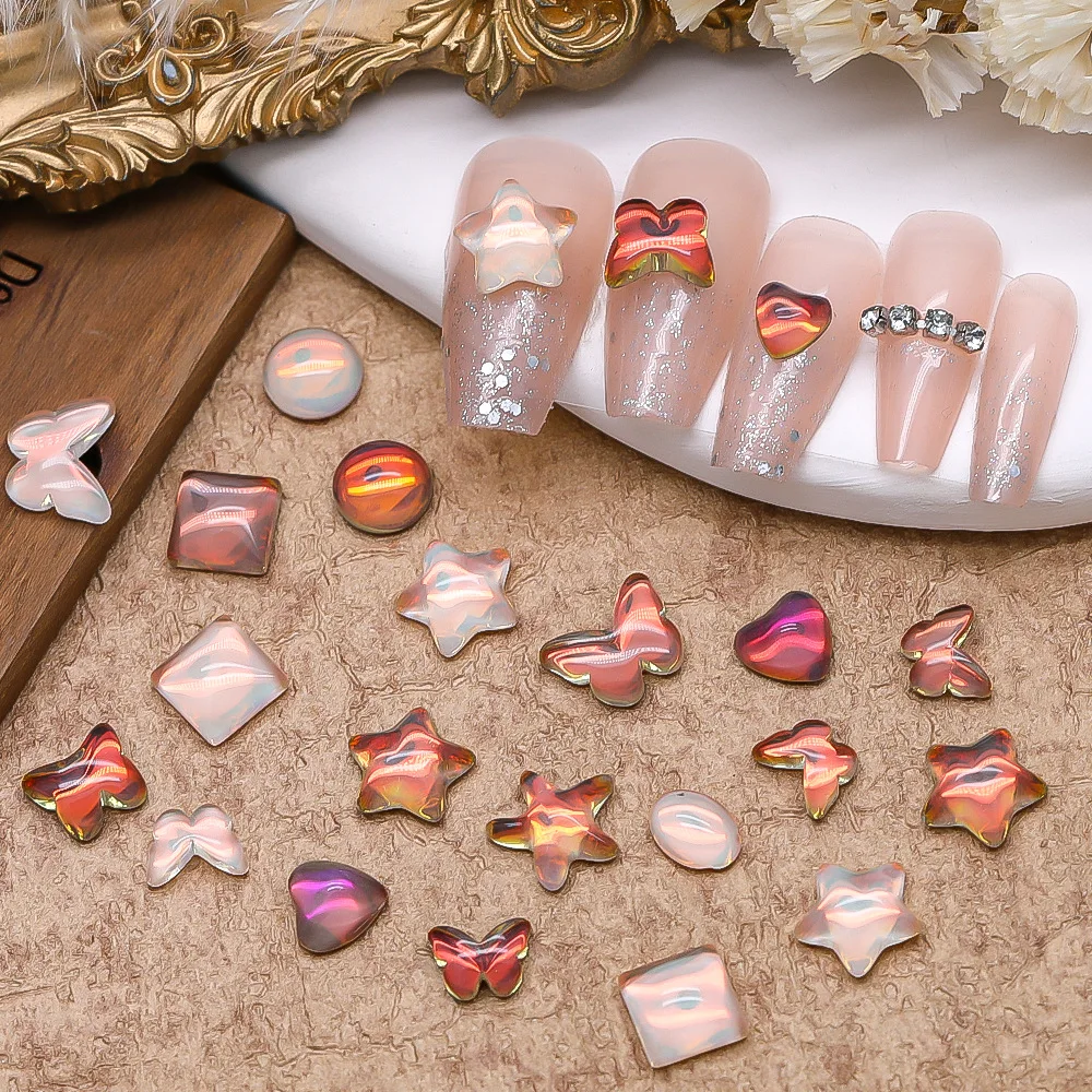 

50PCS Melard Color Flatback 3D Nail Art Rhinestones Amber Gem Stone Accessories For Manicure Decor Nails Decoration Supplies