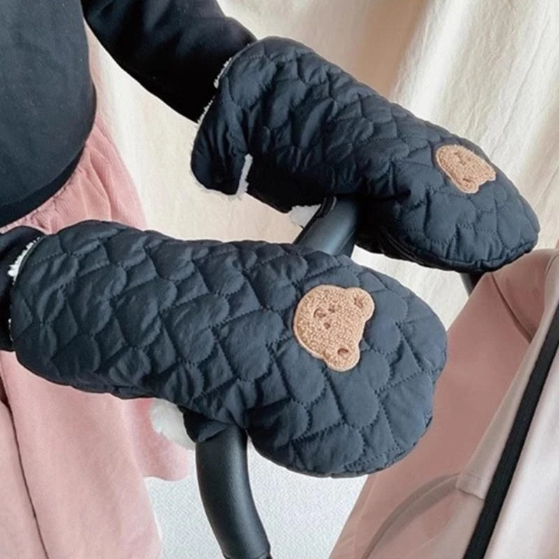 

J15U детские перчатки для коляски с мультяшным медведем, варежки для малышей, ветрозащитные износостойкие грелки для рук для