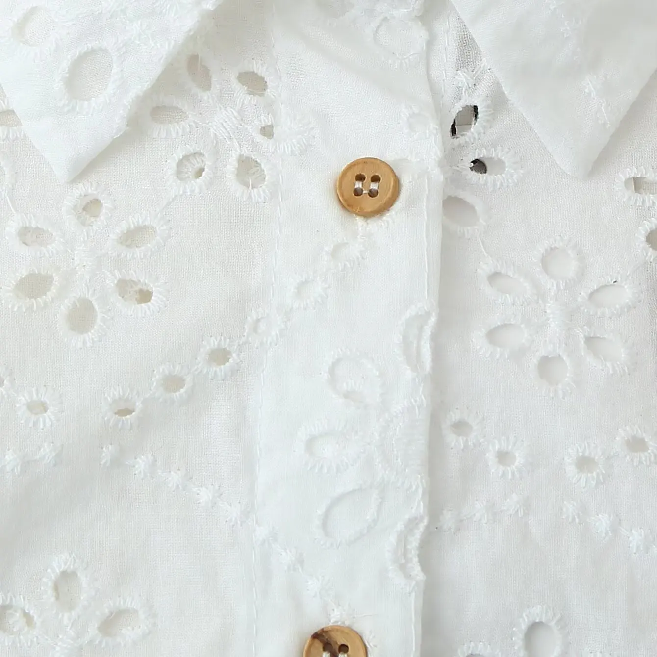 JNLEAOG Primavera Nuove Donne Faion Design Hollow Ricamo irt Fibra di Poliestere Or Sve Collare Vestibilità Regolare