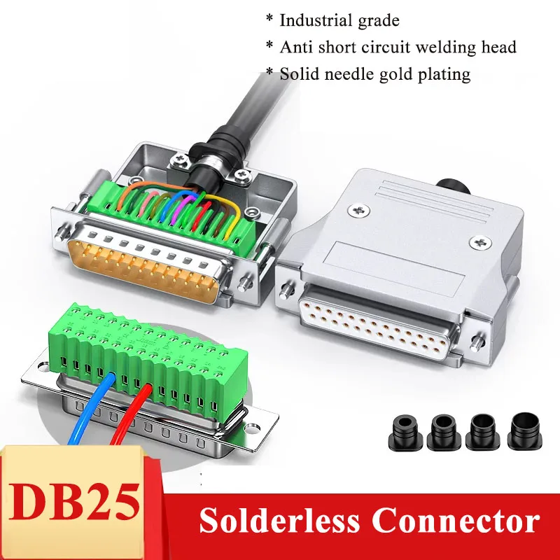 DB 9 15 25 37Pin Solderfree Connector RS232 Serial Port Plug Head Industrial DB9 DB15 DB25 DB37 Female Male Terminal Adapter