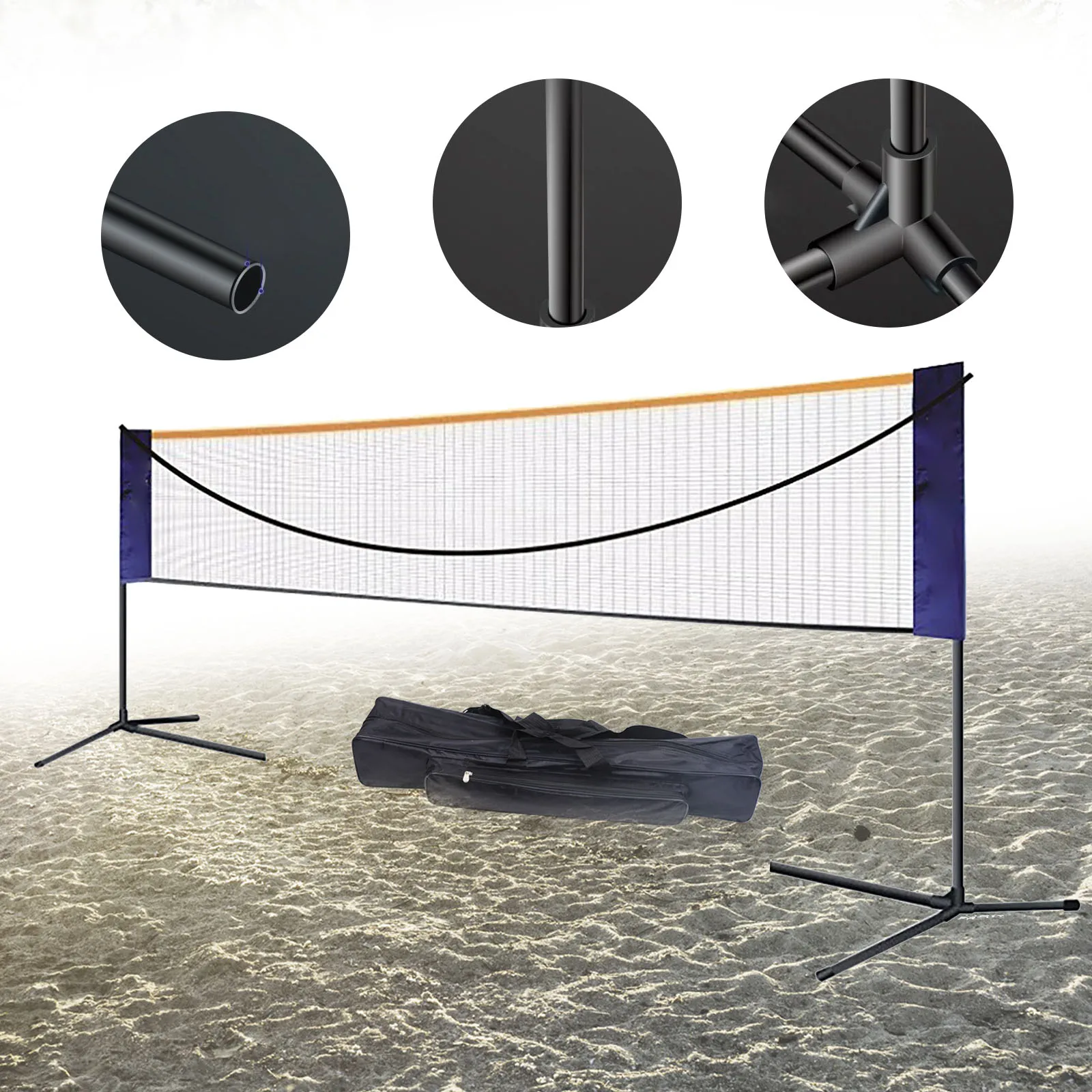 

Portable 20ft/17ft/12.6ft Adjustable Badminton Net, Indoor and Outdoor Volleyball Training and Tennis Sports Gear