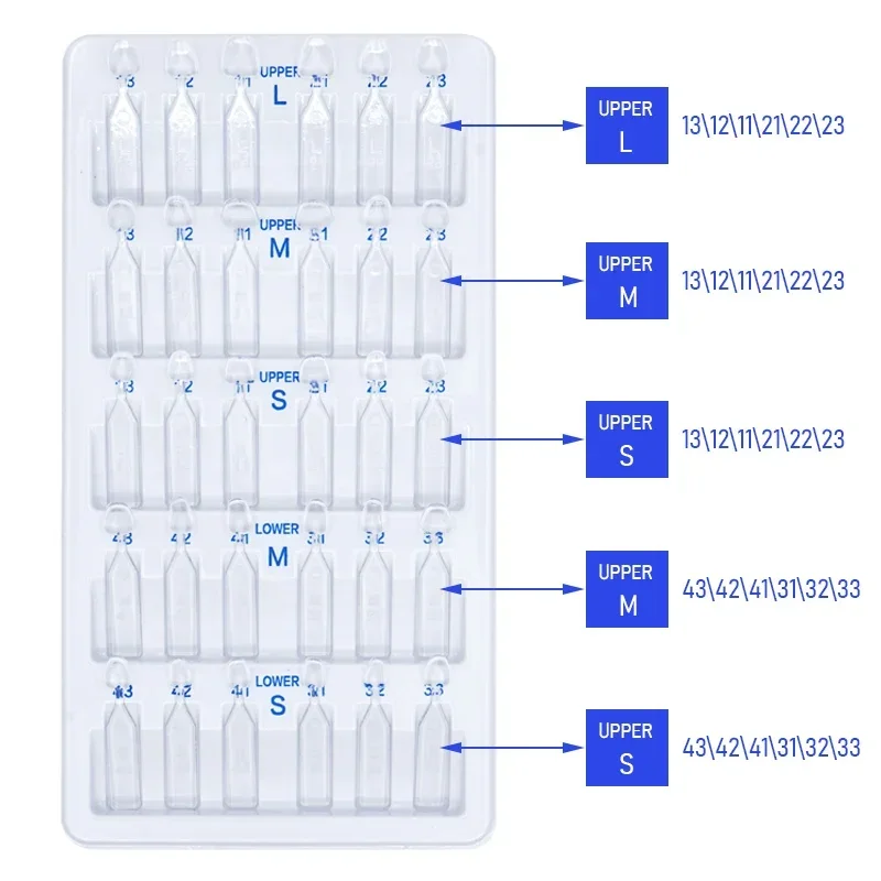 3×30Pcs/Set Dental Veneers Mould Kit Anterior Front Teeth Composite Resin Light Cure Filling Mold Teeth Whitening Tool