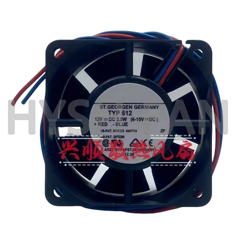 Ventilador de refrigeração original High-End dispositivo bola, TYP612, 12V, 2.5W, 6025, Novo