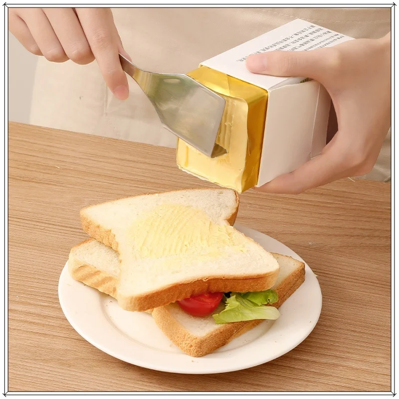 304 Stainless Steel Integrated Butter Cutting Knife Cheese Cow Butter Cutter Four Corner Cutting Knife Scraper Bread Oiler