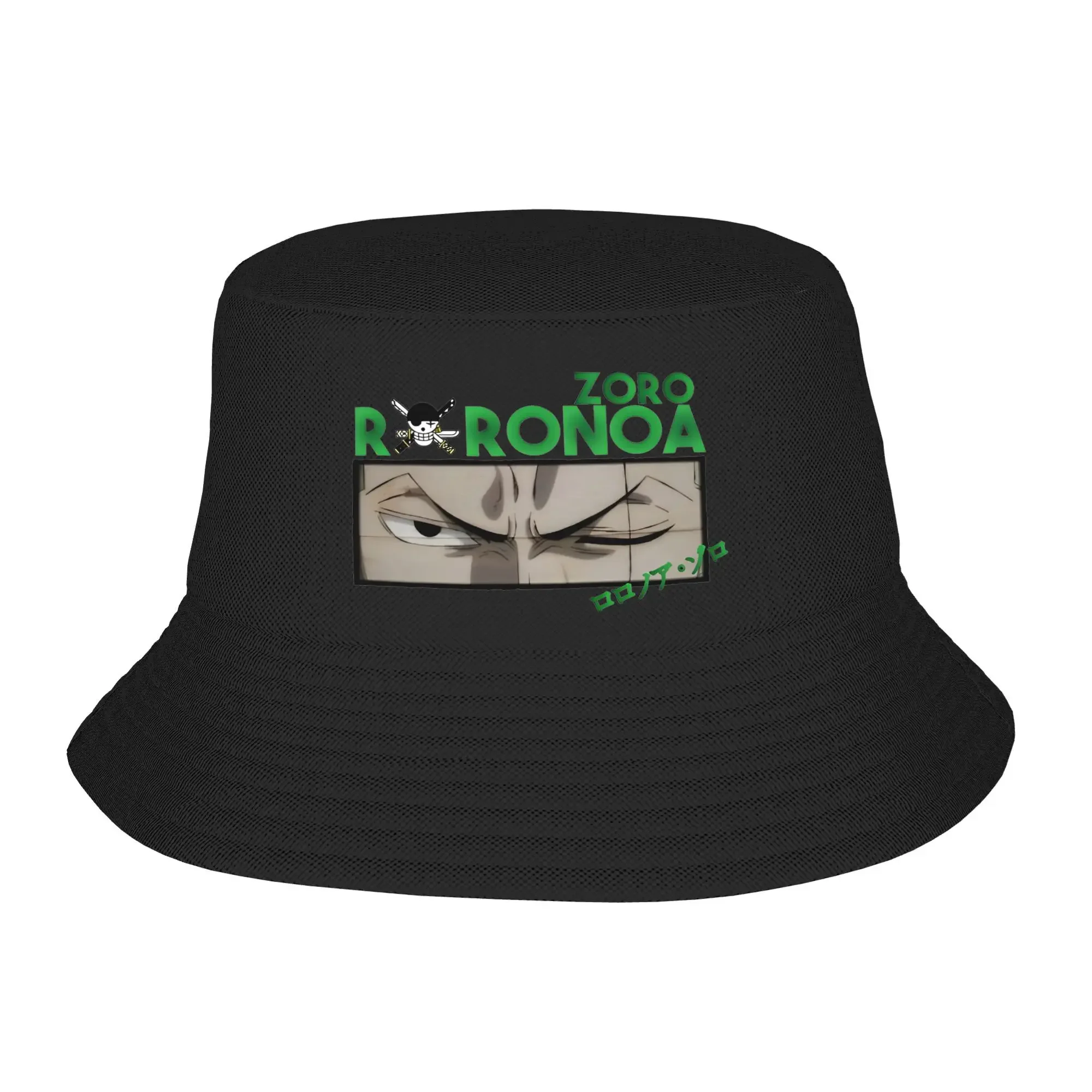 

2025 New HatGirls Harajuku Bucket Hats Roronoa zoro One piece Outfits Bob Hat For Travel Headwear Lightweight
