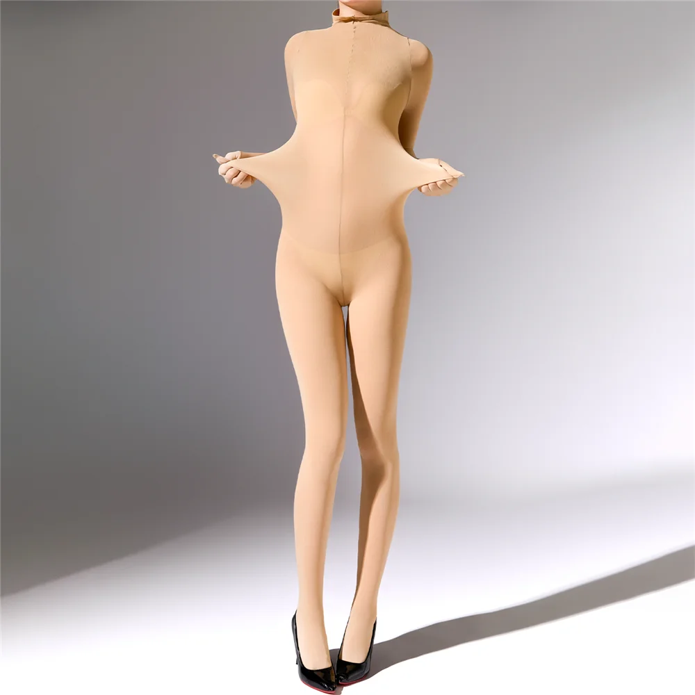 Sexy Men 120D Glove Sleeve Bodysuit Open Crotch Sexy Tight Bottom Wear Bandage Cocoons Bodyhouse Elastic Maid Leotard