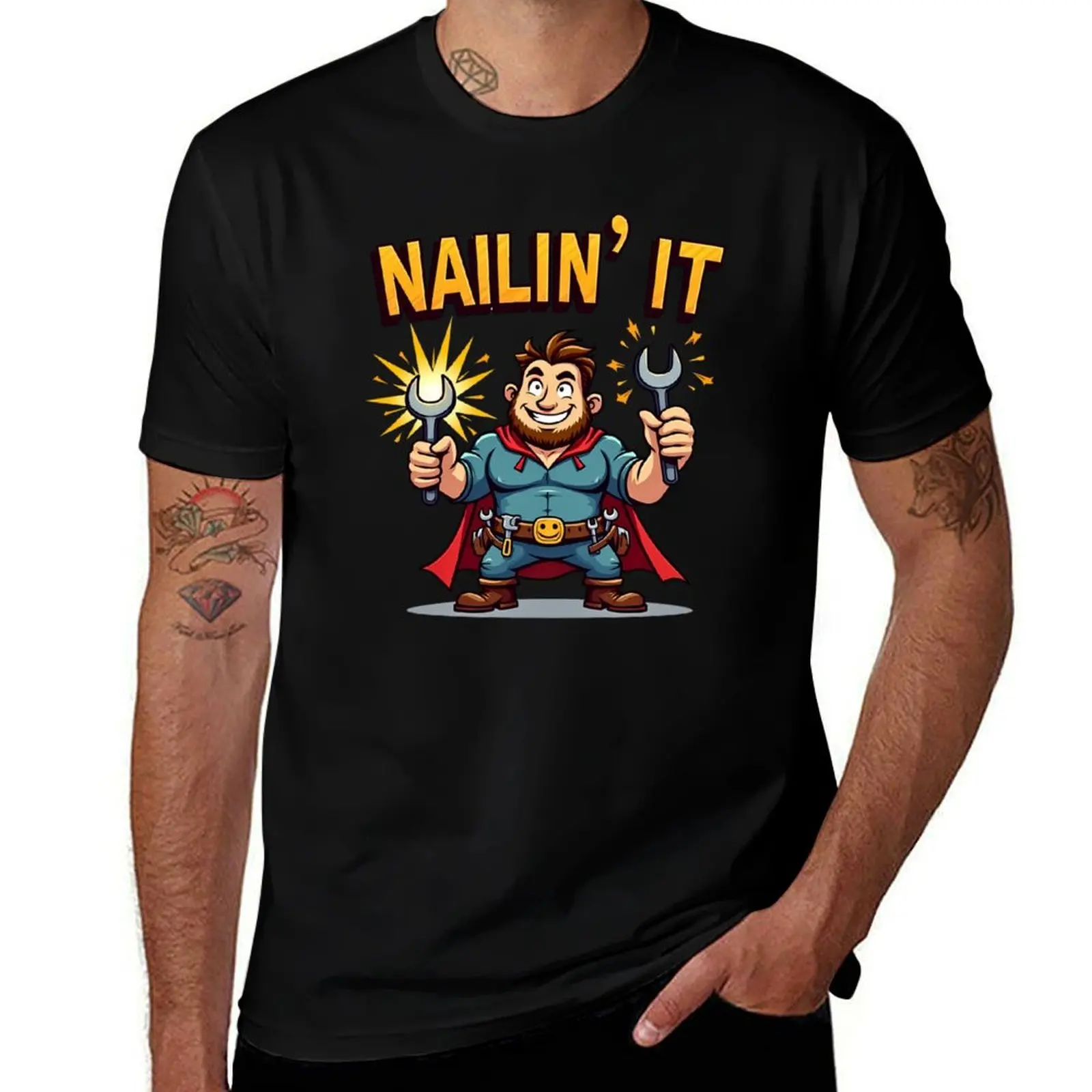 

Nailin’ It Handy Hero Superdad T-Shirt tops baggy shirts summer tops cotton graphic tees mens t shirt