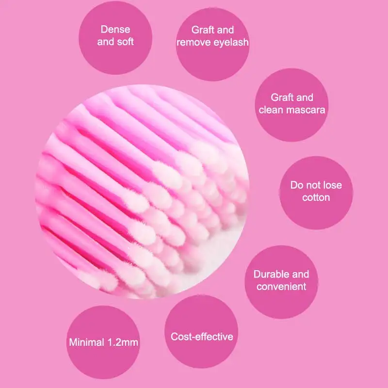 100 ชิ้น Disposable Handle Microbrush มาสคาร่า Micro แปรง Applicator Lashes แปรง Eyelash Extension แต่งหน้าเครื่องมือ