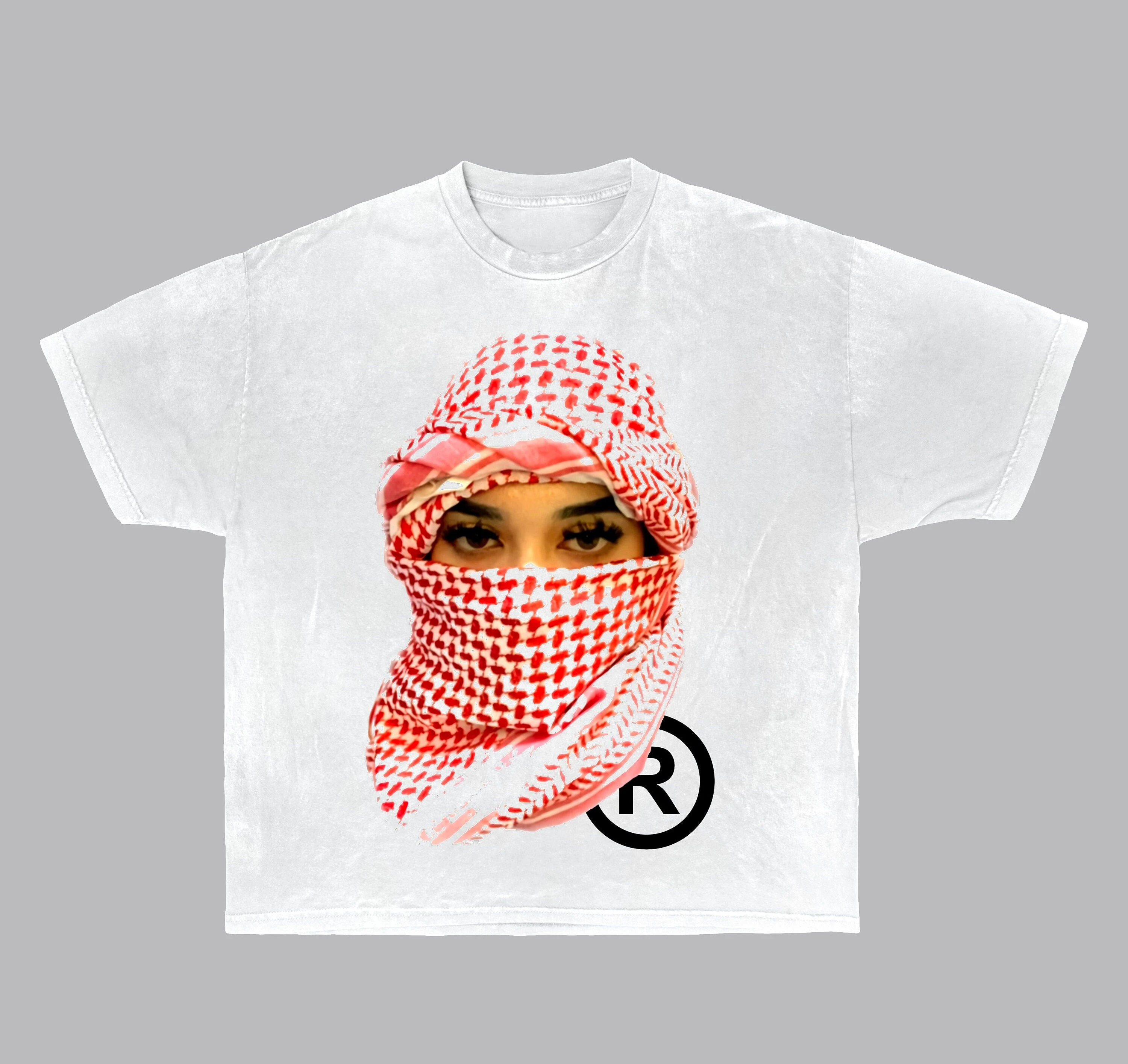 Retro Middle Eastern Girl Keffiyeh Oversized Y2K Graphic Tee Cotton Mens Womens T-Shirt Summer Streetwear