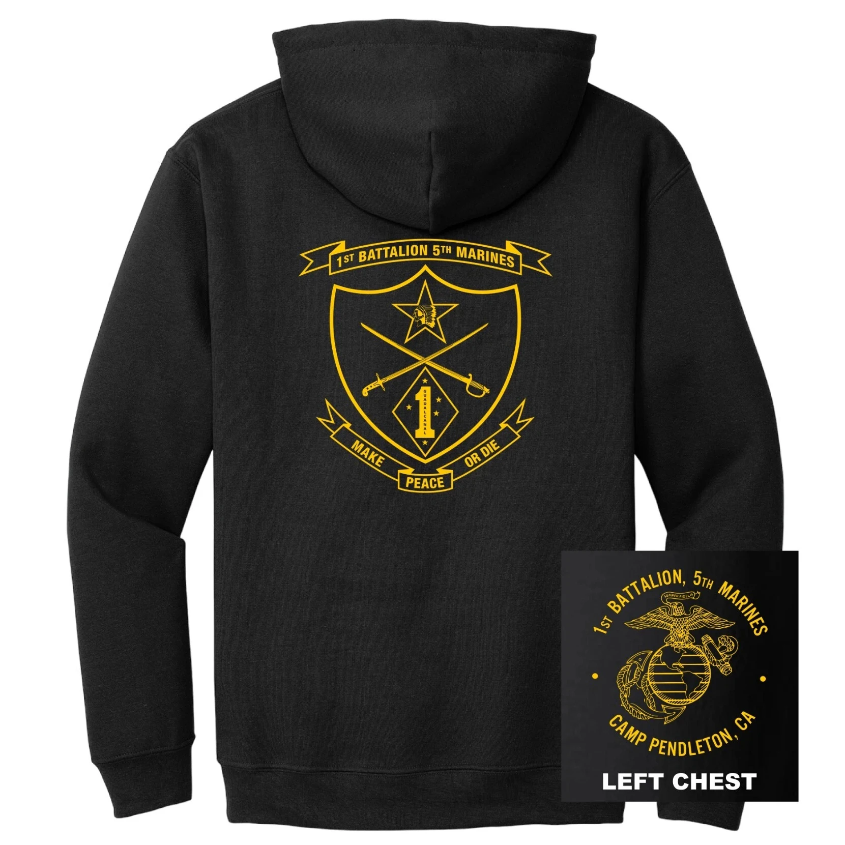 

1st Battalion, 5th Marines US Marine Corps Pullover Hoodie 100% Cotton Comfortable Casual Mens Sweatshirts Military Streetwear