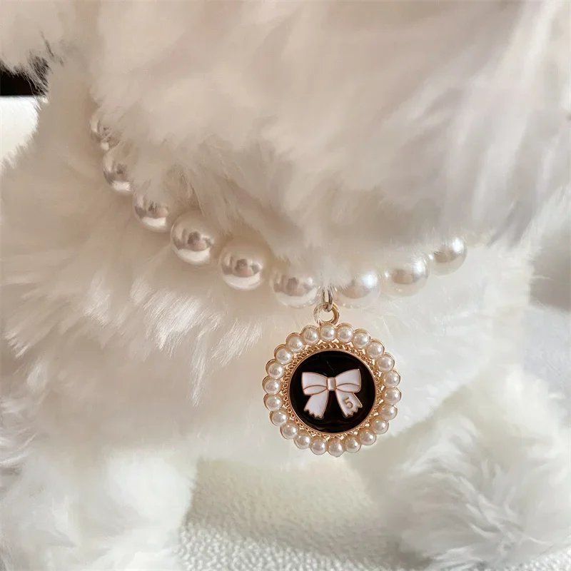 

Cute Pet Pearls Collar Bow Luxury Pearls Puppy Cat Necklace Pearl Beads Collars Cute Cat Collar Dog Collars Dog Accessories