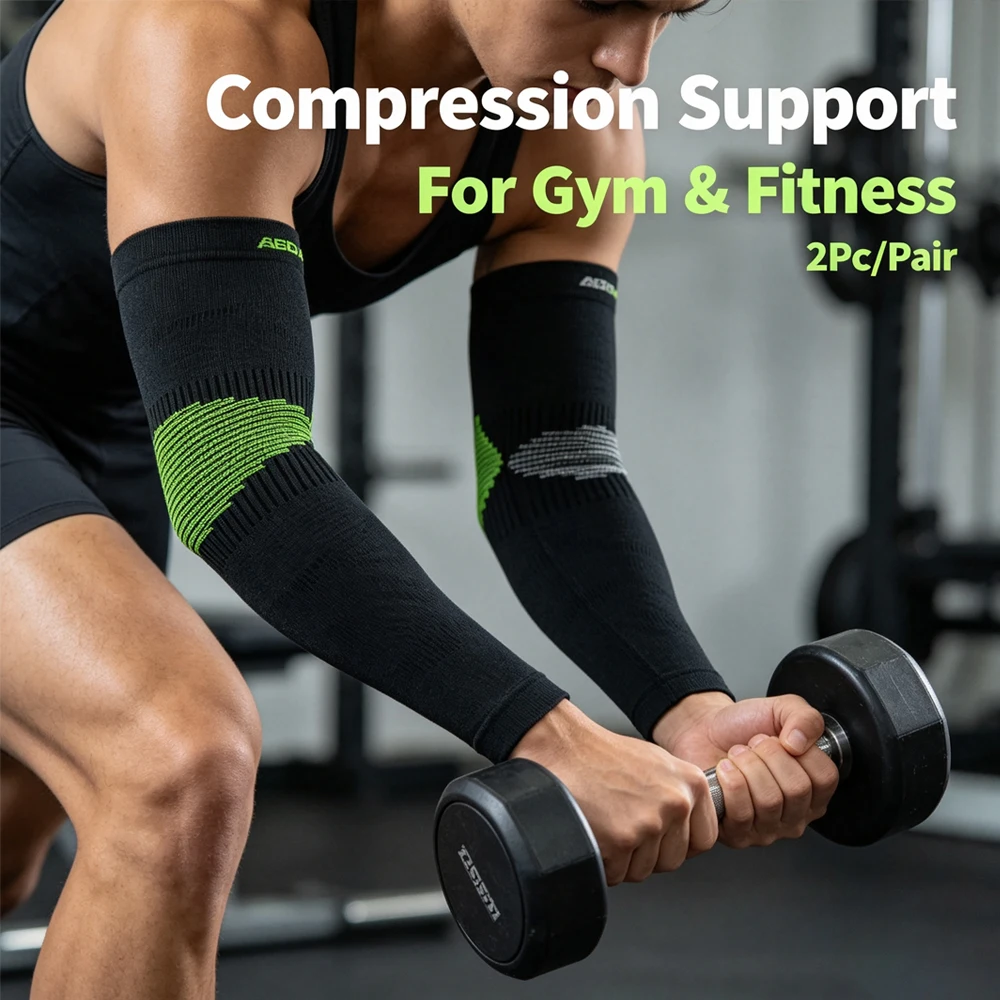 Compression Arm Sleeves 1 Pair,Anti-Slip Long Elbow to Wrist Brace,Breathable 4-Way Stretch Support for Tennis Elbow,Gym Workout view 6