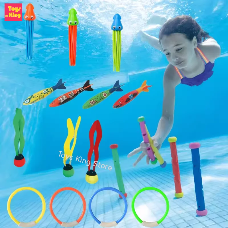 Juguetes de buceo para niños, boya de delfín de pescado, piscina, caza del tesoro, buceo, torpedo, cohete, agua, diamante, juguetes de juego de agua para niños