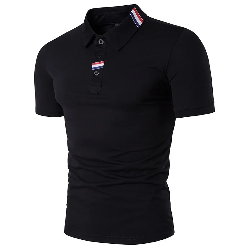Men's Fashion Polo Shirt Men's Lapel Short-sleeved Webbing T-shirt