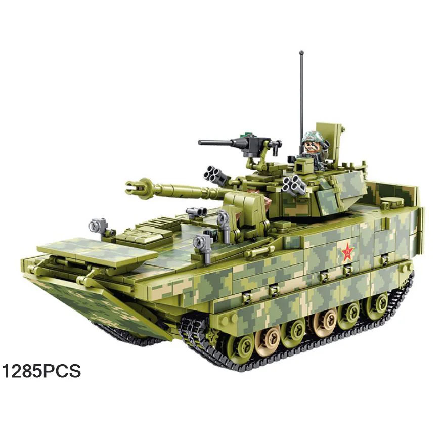 World War China ZBD-05 Amphibious Infantry Fighting Vehicle Modern Military Model Building Block WW2 Army Figures Brick Toys