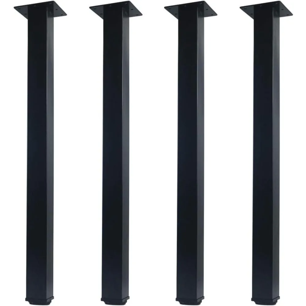 

24 inch Adjustable Metal Furniture Legs, Square Office Table Furniture Leg, Set of 4 (Black)