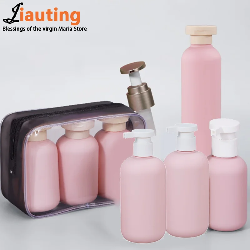 Empty Plastic Pump Lotion Shampoo Bottle High-end Cosmetics Bottles PP Pump Head Refillable Bottles Bathroom Storage Box