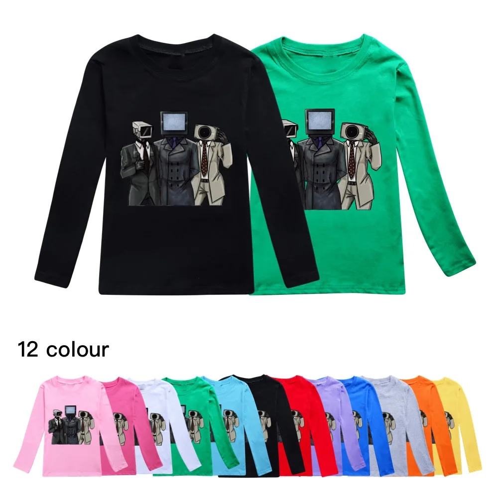 New Skibidi Toilet Clothes Kids O-neck Sweatshirt Teen Boys Streetwear Toddler Girls Long Sleeve Fashion Leisure Cotton T-shirts