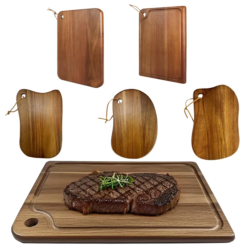 Küchen-Schneidebrett aus Holz, Schneidebrett aus Akazienholz, großes Schneidebrett zum Schneiden von Fleisch, Gemüse, Obst und Käse