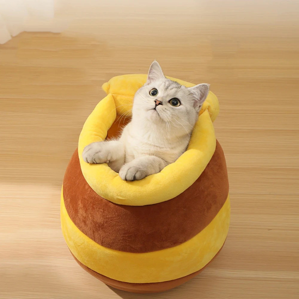 Cat Honey Pot Nest Pet Soft Plush Bed Removable And Washable Pet Cat House For Small And Medium Dogs Daily Sleeping Supplies