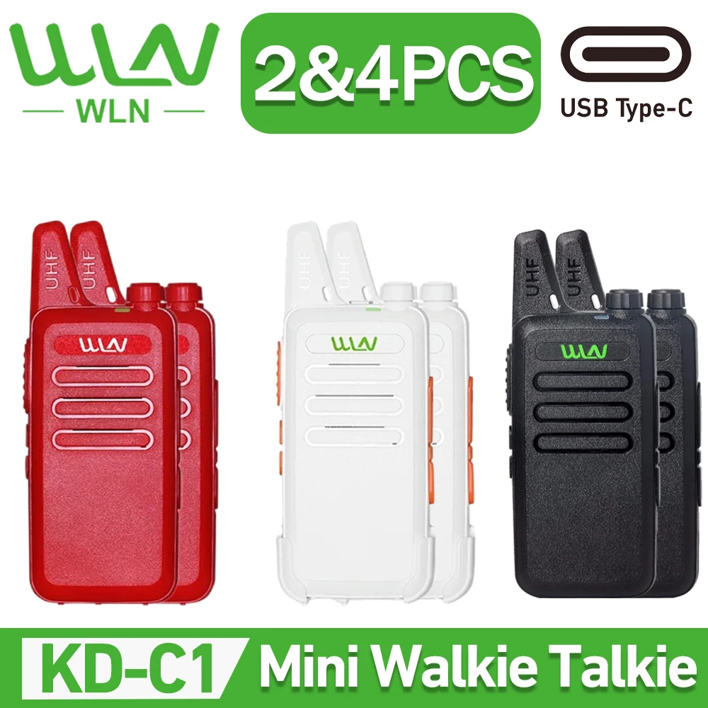 Nuovo WLN KD-C1 2/4PCS Mini pratico Walkie Talkie portatile UHF 400-470 Mhz KD-C1T Ham Radio Type-C ricarica Mi-Ni Walkie Talkie