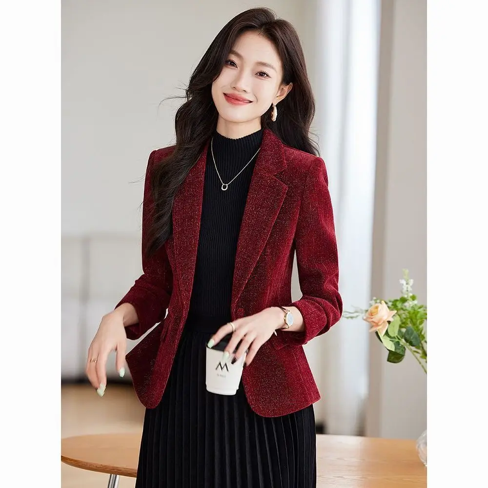 

Винно-красный костюм Jaet, женский повседневный костюм на весну и осень 2025, новый маленький размер Ele, высококачественный костюм для отдыха в виде улитки