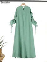 ZANZEA-Robe Longue de Soirée Plissée à Manches sulfpour Femme Musulmane, Hijab, Abaya, Maxi, Mode, Printemps 5