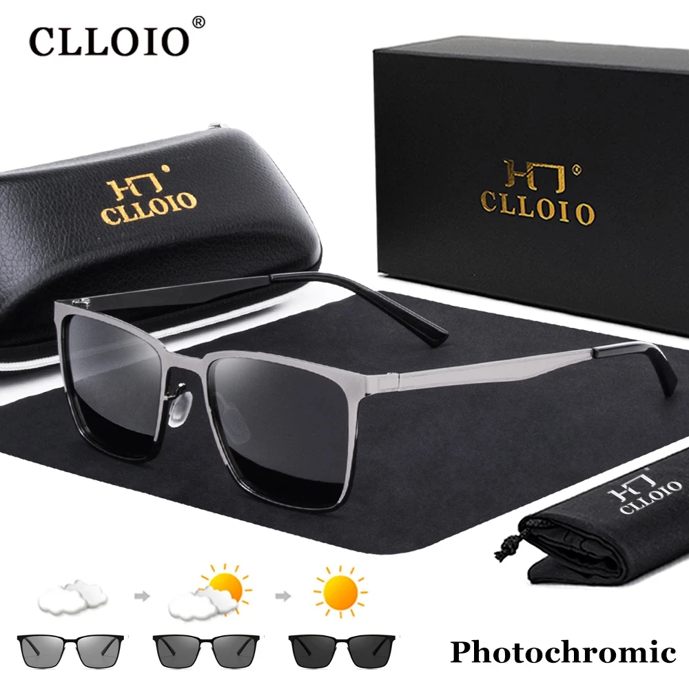 Cloio-gafas de sol polarizadas fotocromáticas cuadradas para hombre y mujer, lentes de sol antideslumbrantes para viajes y conducir