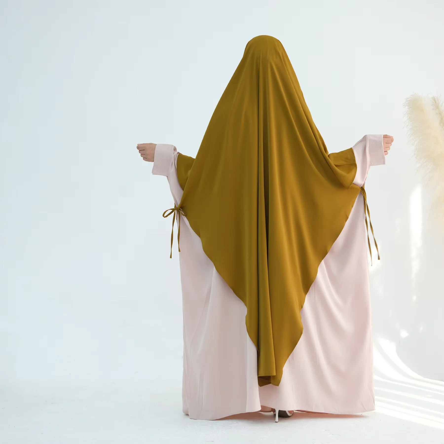 イスラム教徒の女性ロングキマールイードジェラバオーバーヘッドスカーフイスラム教の祈りの衣服アラビアローブトルコカフタンラマダン服ジャラビヤ