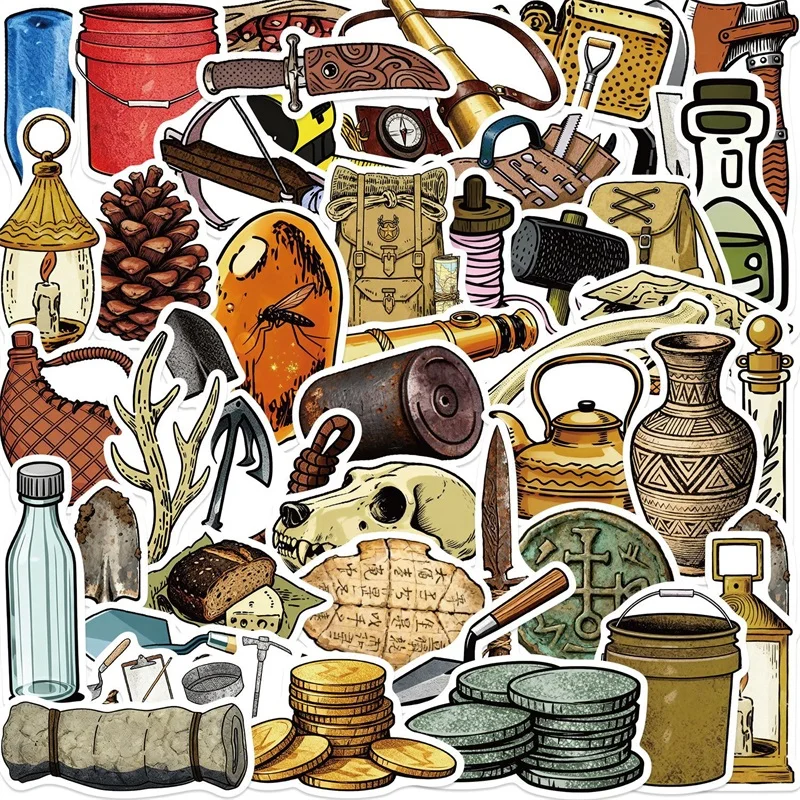 10/30/50PCS Retro Archaeological Tools Sticky PVC Sticker Aesthetic DIY Phone Laptop Luggage Skateboard Decoration Scrapbooking