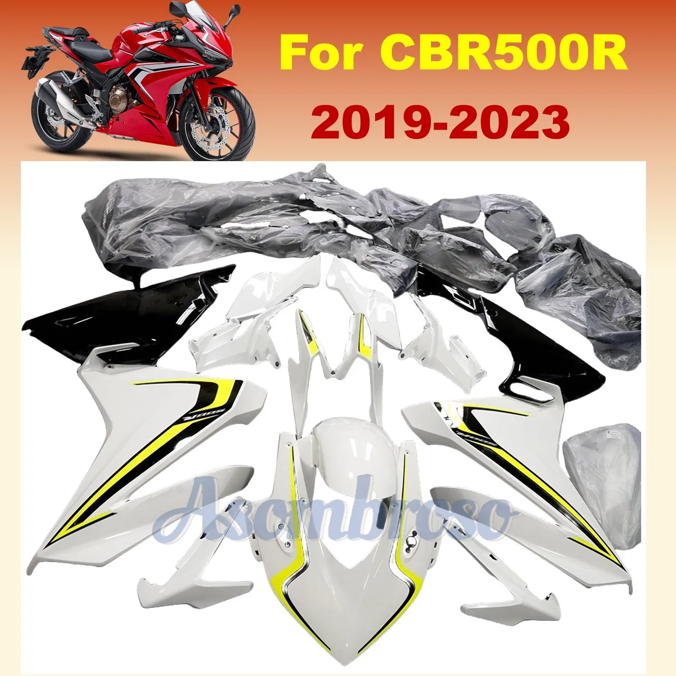 New ABS Fairings Kit fit for CBR500R 2019 2020 2021 2022 2023 2024 CBR500 CBR 500R Motorcycle white Bodywork fairing kits set