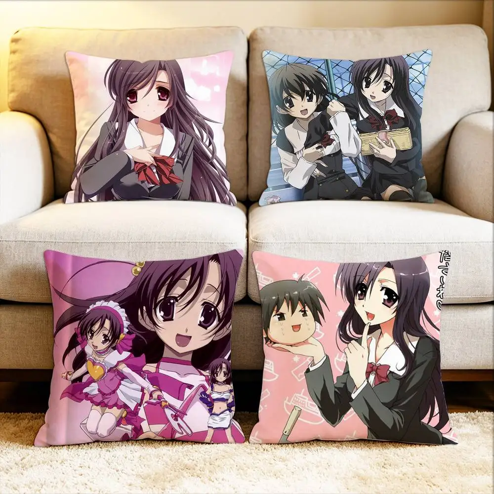 

S-School Days Katsura Kotonoha Various Sizes Square Pillow Case For Car Home Bedchamber Decor