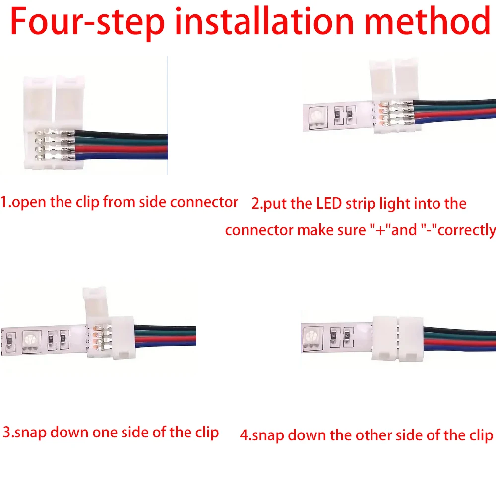 10pc 4pin RGB Light Strip Cable Transfer Board Connector With FREE 10 Male Pins LED Light Strip Link Lines