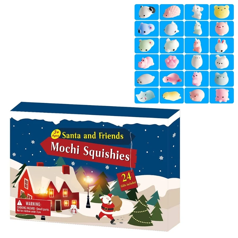 Christmas Advent Calendar Squeeze Set Animals 24 Days Countdown Anti Stress Relief Little Dolls Holiday J78C