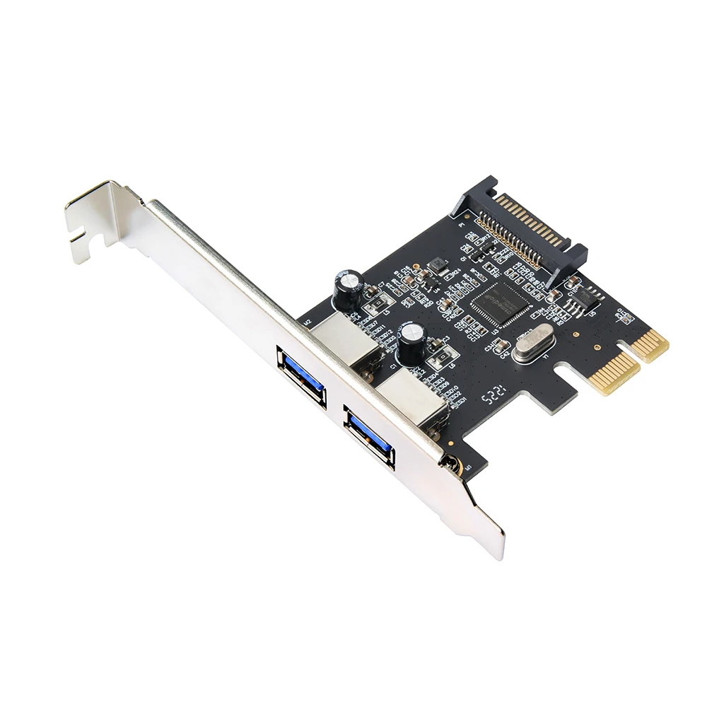 Voeg Op Kaarten Superspeed 10Gbps Usb 3.1 2 Port Pci Express Card 15pin Sata Power Connector Pcie Adapter ASM1042 chipset Usb Hub