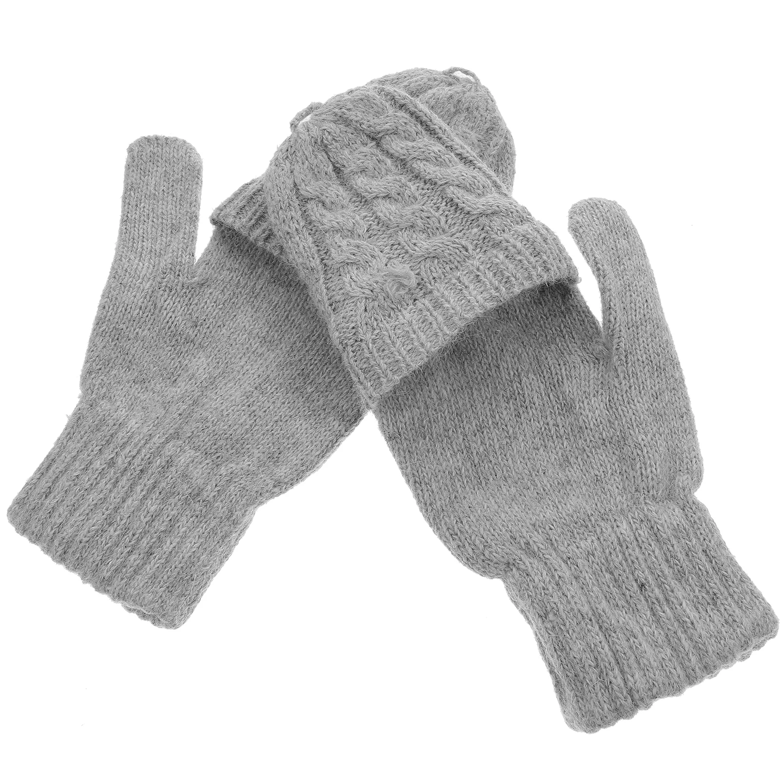 Black Fingerless Gloves Hand Warmers Women Wool Twist Mitten Winter Beige Man Miss