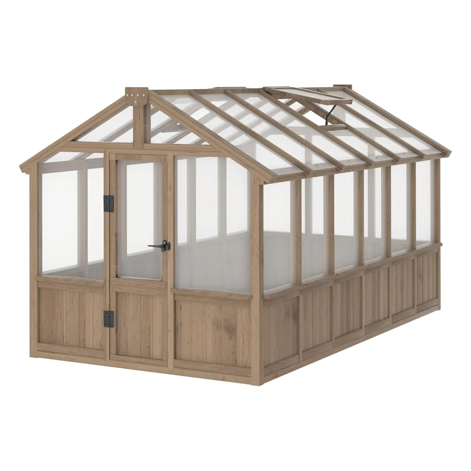 

6x12FT Wood Greenhouse 6MM Polycarbonate Adjustable Vent Cedar Frame Outdoor Garden Backyard Light Brown, Customized
