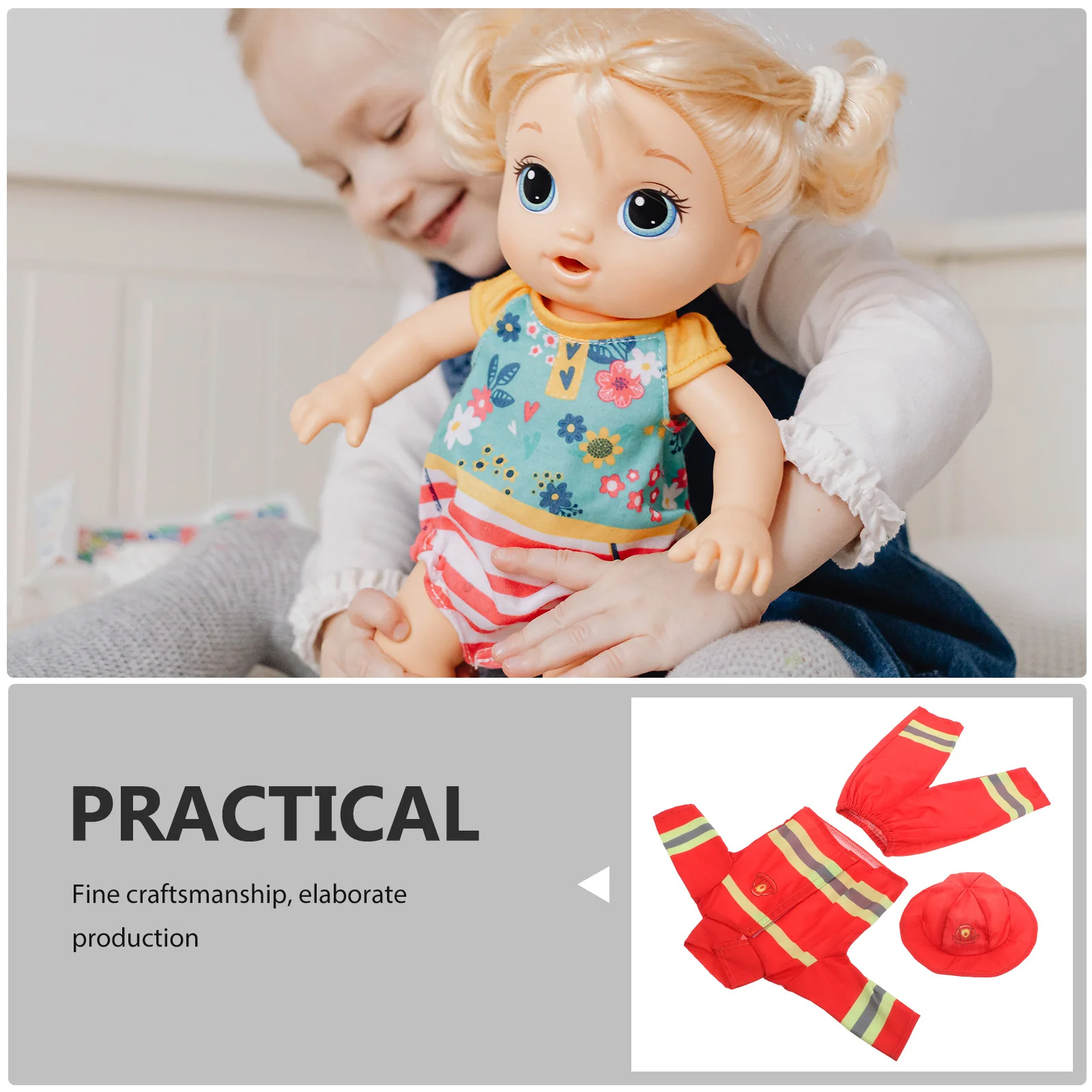 1 ensemble de pantalons de tenue de pompier pour bébé, accessoires pour déguisement et jeu de simulation pour enfants de 43cm