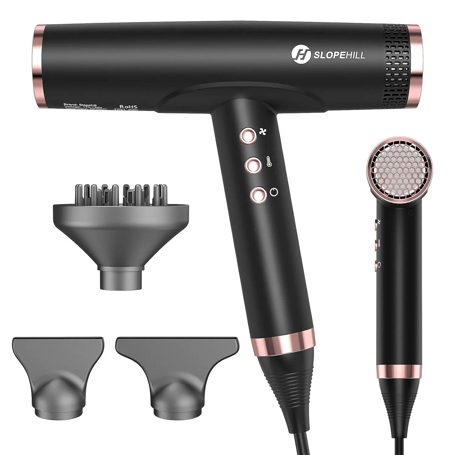 Professional Hair Dryer with Diffuser, Ionic , Powerful & Fast Salon Blow Dryer with 110, 000 RPM Brushless Motor, Com