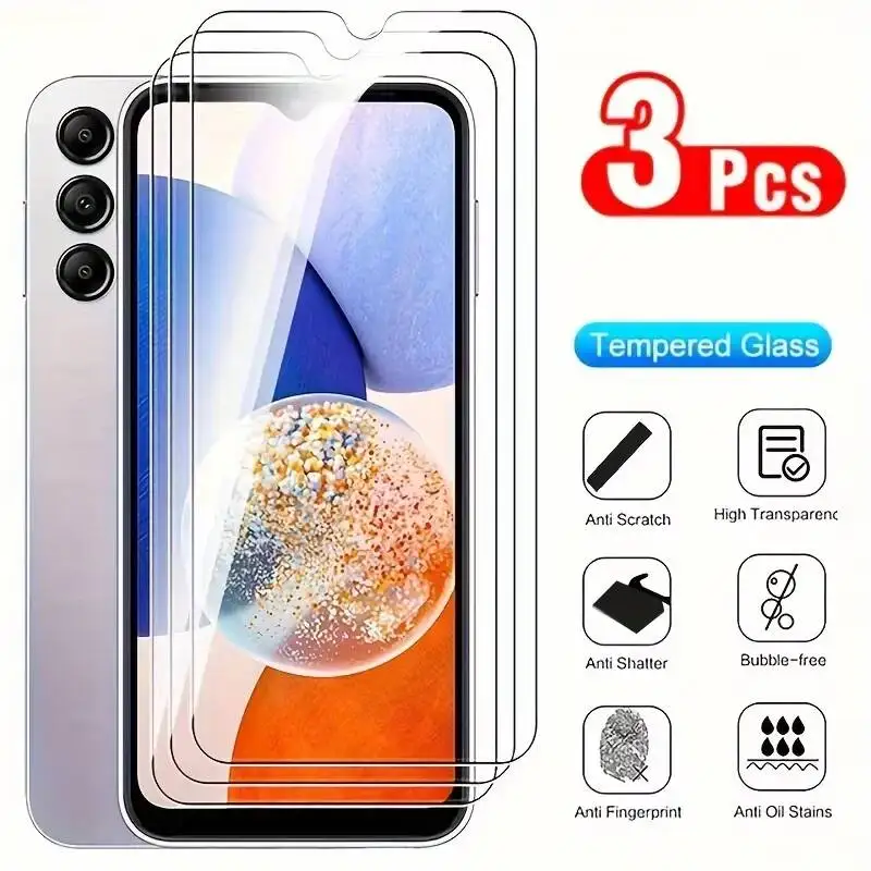

Упаковка из 3 шт. защитных пленок из закаленного стекла для Samsung Galaxy A24 A25 A15 A05S A54 A34 A14 A04 M54 M34 M14 M04 A16 - прозрачная пленка
