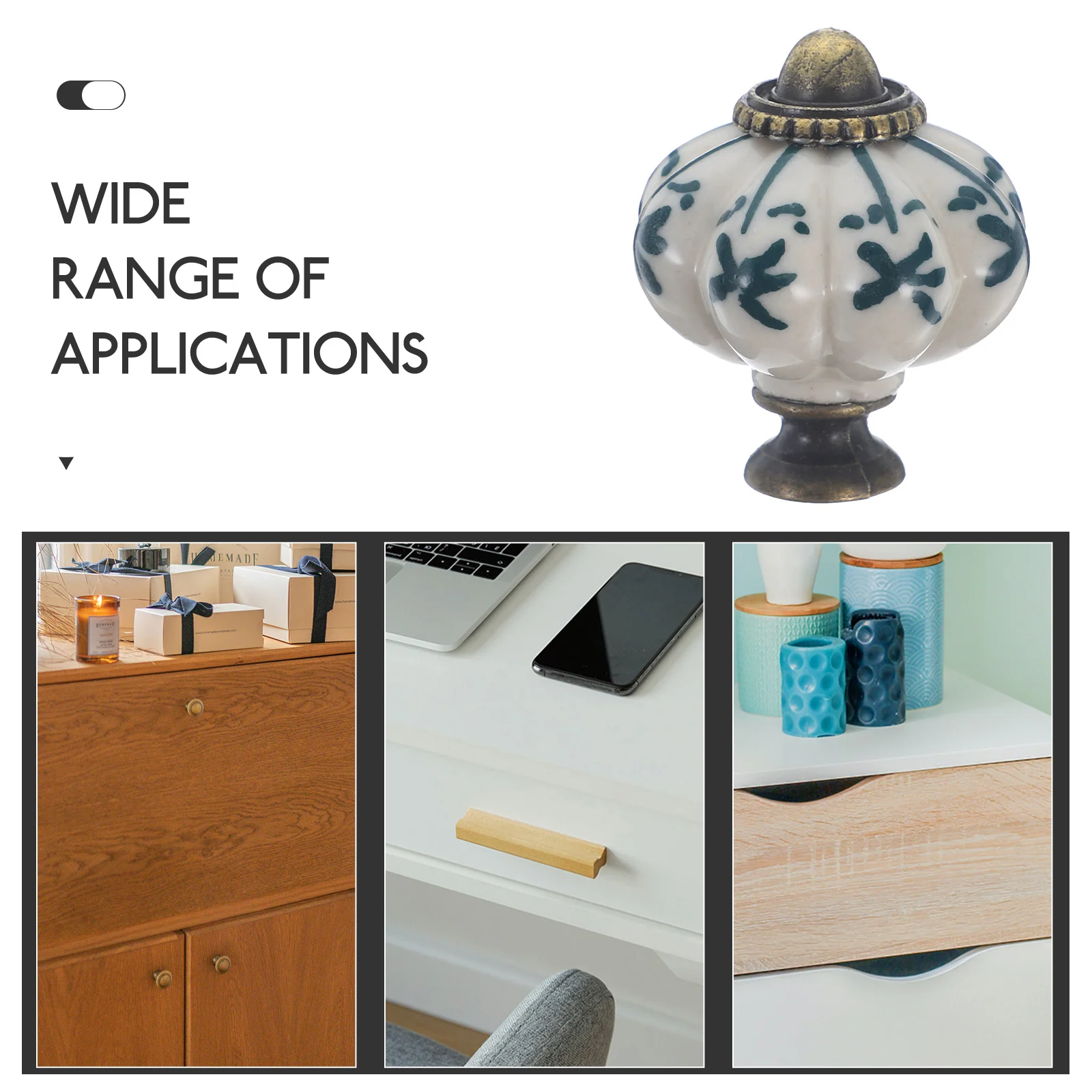 12 шт. изысканные керамические ручки для ящиков, синий и белый дизайн в виде тыквы для шкафов, комодов, декор, винтажные ручки для ящиков