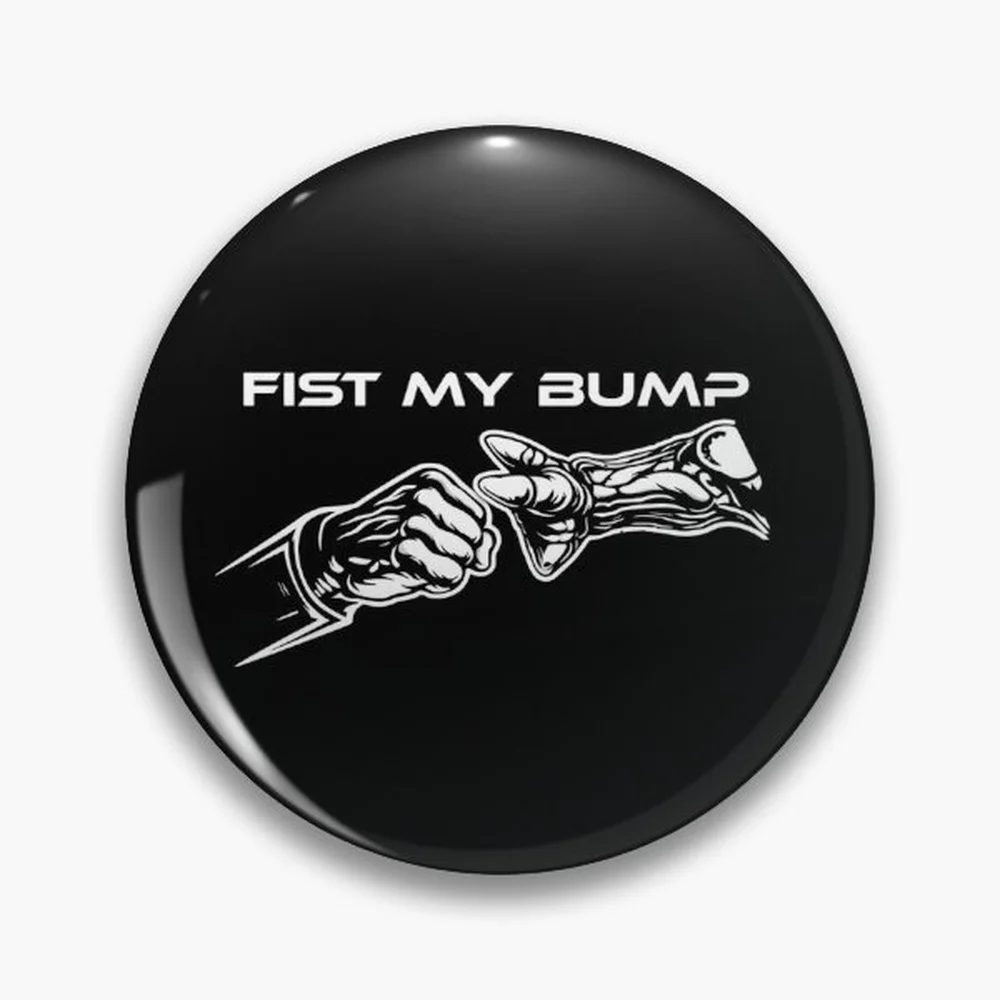 Fist My Bump Shirt Pin Holographic Star Heart Pin Brooches Laminated Button Fashion Accessory